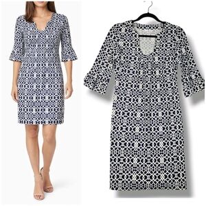 Jude Connally sz Small Shift Dress Geometric Print Travel Wrinkle Free Vacation